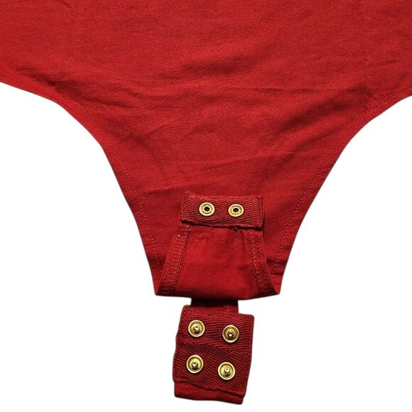 Guess Women's Long Sleeve Bodysuit - Stretch, Soft, Versatile Tops Red Size XL - Picture 7 of 9